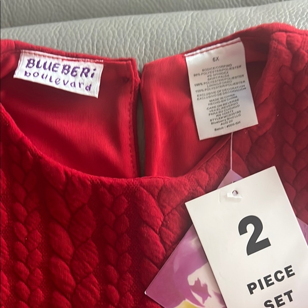 Elegant Red and White Girl’s Dress with matching Coat with Bow Detail Size 6X - Picture 8 of 10